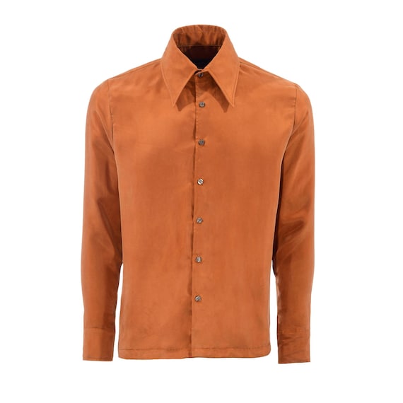 Luxurious Burnt Orange Men's Silky Rayon Long Sleeve Shirt - Sustainable Retro Fashion - Etsy Israel Luxurious Burnt Orange Men's Silky Rayon Long Sleeve Shirt - Sustainable Retro Fashion - Etsy Israel