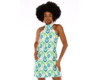 Women's Mod Shift Dress | Aqua Blue 60s Sleeveless Mini Dress | Vintage Style
