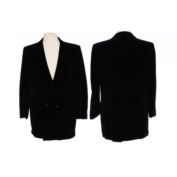 1980s Halston Black Blazer | Mens Velvet Formal J… - image 1