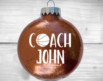Personalized Coach Glitter Ornament - Custom Gift Soccer | Basketball | Football | Swim | Volleyball | LARGE or Regular Size