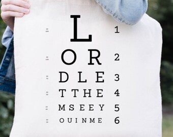 Christian Eye Test Tote Bag, Religious Gift