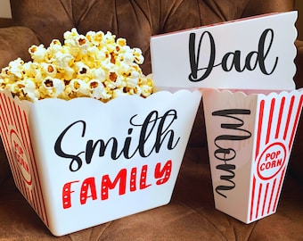Juego de cubos de palomitas de maíz personalizados para la noche de cine familiar