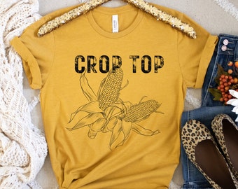 Crop Top Farm T-Shirt, Farm Girl Shirt, Funny shirt for farmer, harvest time shirt, funny thanksgiving shirt for women, fall shirts