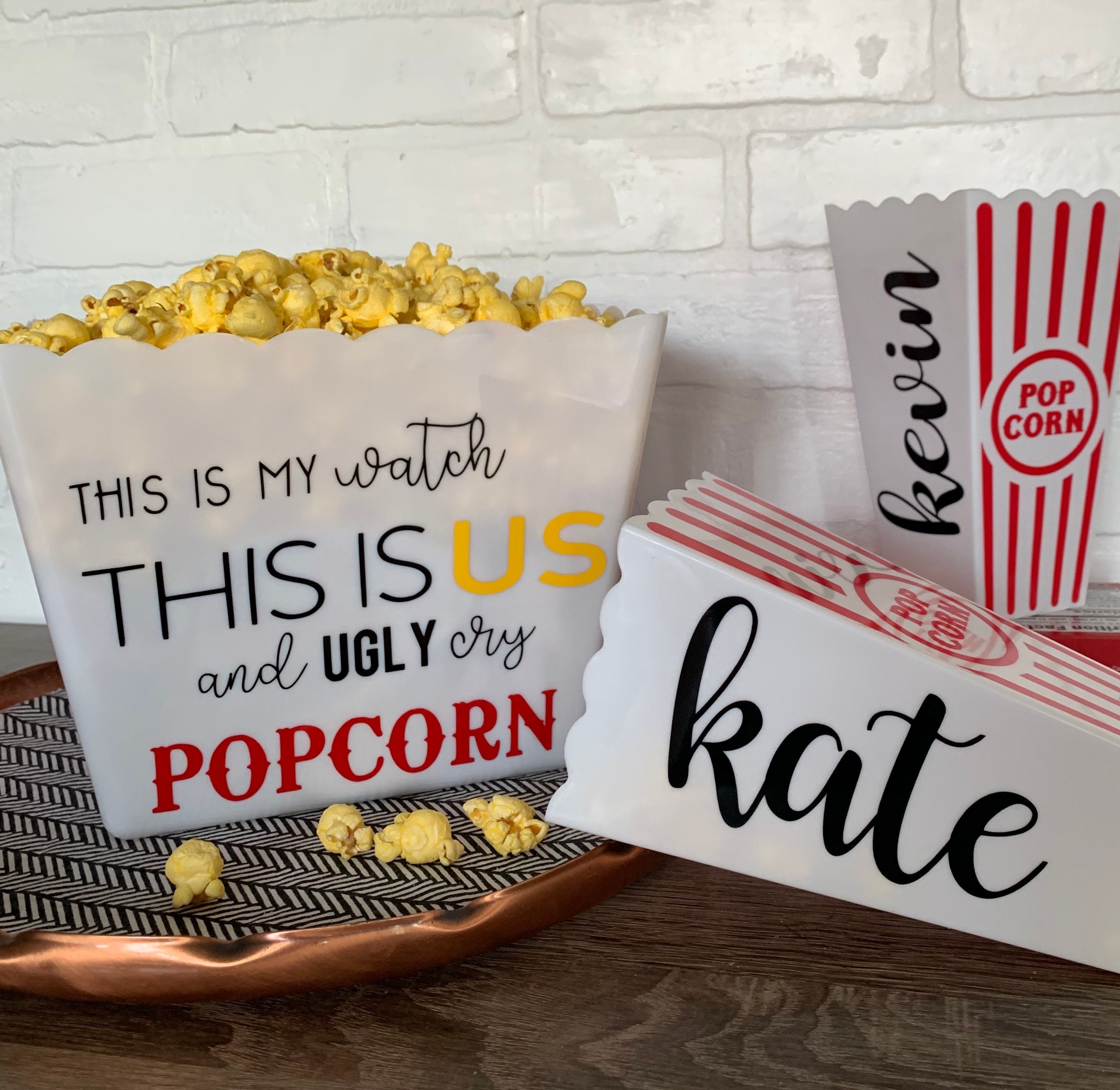 Personalized Popcorn Container Individual Size Family Etsy