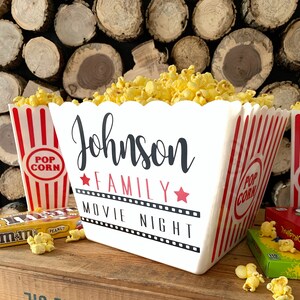 Personalized Family Gift Basket, Family Movie Night® Popcorn Tub, Movie Night Gift, Personalized Gift Ideas