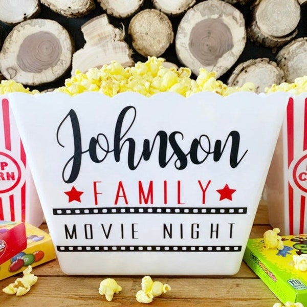 Personalized Family Movie night® Popcorn Bowl, movie night, family gift,  gift ideas for family, popcorn tub