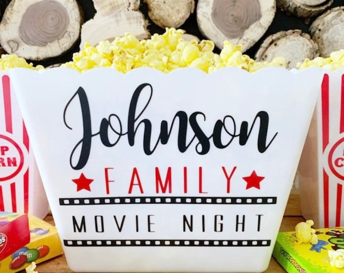 Personalized Family Movie night® Popcorn Bowl, movie night, family gift,  gift ideas for family, popcorn tub