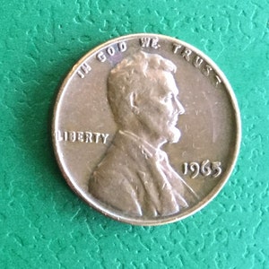 Rare coin 1965 no Mint Mark Lincoln penny 1 Cent error in trust - (rust)  excellent fine