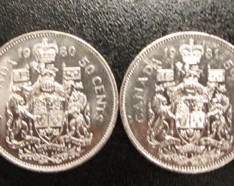 1979, 80, 81, 82 COAT of ARMS JUBILEE 4Coin 1/2 Dollar 50Cents Nickel