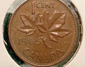 RARE Canada 1965 1 Cent Penny Coin Defective Branch Circulated