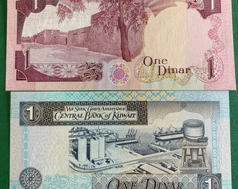 Central Banknote of Kuwait 1 Dinar 1980 und 1994 UNC