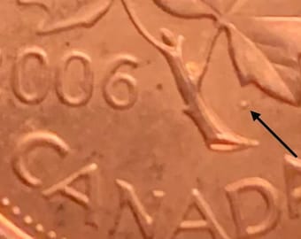 Seltener Fehler Kanada 2006 nein p kein rcm kein Logo nicht magnetisch 1 Cent Penny Münze AUNC