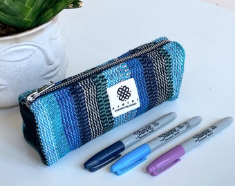 Blue Pencil Case Eco Pen Holder Large Capacity Boy Pencil Case Gift Back to School Stationary Empower Women Charity in Nepal Purple Haze