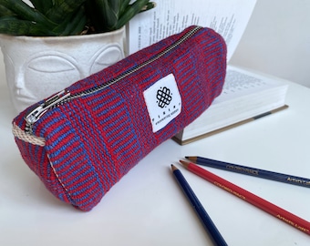 Red and Blue Pencil Case Boho Textile Roomy Large Capacity Pencil Case Gift Back to School Stationary Empower Women Charity Made in Nepal