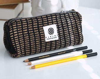 Black Pencil Case Eco Roomy Pen Holder Large Capacity Pencil Case Gift Back to School Stationary Empower Women Charity Made in Nepal Donate