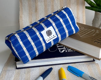 Electric Blue Pencil Case Eco Roomy Pen Holder Large Capacity Pencil Case Gift Back to School Stationary Empower Women Charity in Nepal