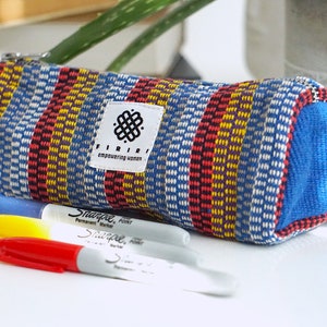 Coloré boho Trousse à crayons Eco Roomy Pen Holder Grande capacité Trousse à crayons Cadeau Retour à l'école Stationnaire Empower Women Charity au Népal