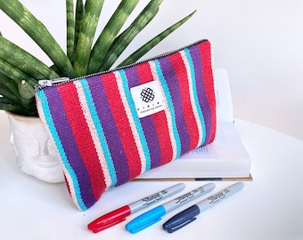 Red Stripes Makeup bag Gift for BFF Organizer Make Up Pouch For Travel Beach  Accessory Small Gift for a Friend  Travel Case Eco Living