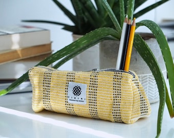 Yellow Pencil Case Eco Roomy Pen Holder Large Capacity Pencil Case Gift Back to School Stationary Empower Women Charity in Nepal Makeup