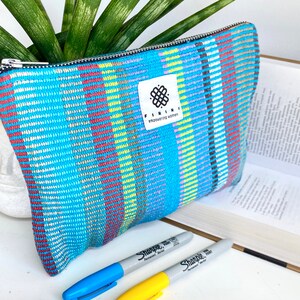Sac de maquillage motif bleu bébé cadeau pour BFF organisateur pochette de maquillage pour fiches accessoire de plage petit sac de transport feutre stylo stockage