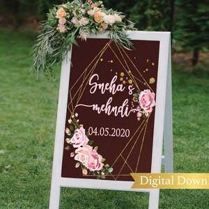 Mehndi Ceremony Welcome sign, henna welcome sign, Mehndi ceremony, Mehndi ceremony sign, Indian wedding sign, Mehndi decor