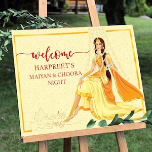 Maiyan Welcome sign, choora welcome sign, Choora ceremony, choora ceremony sign, Maiyan ceremony sign, Indian wedding sign, Choora decor