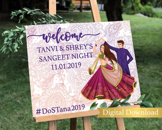 Indian Wedding Ladies Sangeet Night Welcome Sign Sangeet Etsy