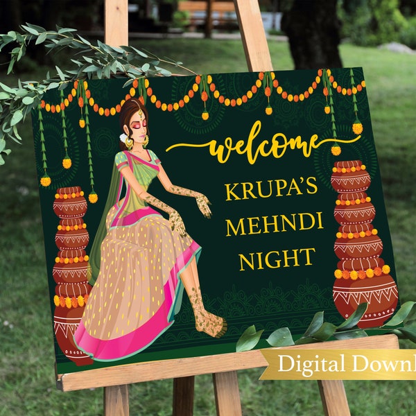 Mehndi Welcome sign, henna welcome sign, Mendhi ceremony, Mehendi ceremony sign, Indian wedding sign, Mehndi decor, Mehndi wedding sign