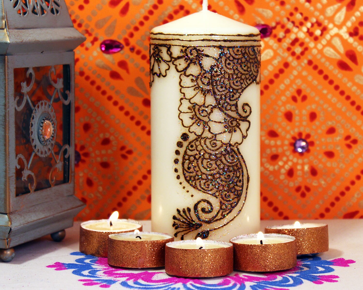 Pillar candle Decorative Candle Moroccan Decor Boho Decor | Etsy