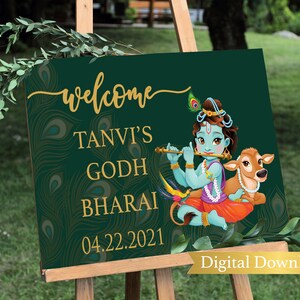 Godh Bharai sign Godh bharai welcome sign Indian baby shower sign baby shower sign Baby Krishna sign Hindu wedding ceremony sign
