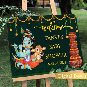Godh Bharai sign Godh bharai welcome sign Indian baby shower sign baby shower sign Baby Krishna sign Hindu wedding ceremony sign