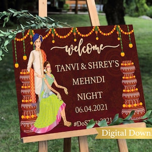 Mehndi Welcome sign, henna welcome sign, Mehndi ceremony, Mehndi ceremony sign, Indian wedding sign, Mehndi decor