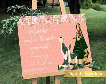 engagement welcome sign, Indian engagement ceremony sign, engagement ceremony, Indian wedding sign, Indian wedding sign,Indian wedding decor