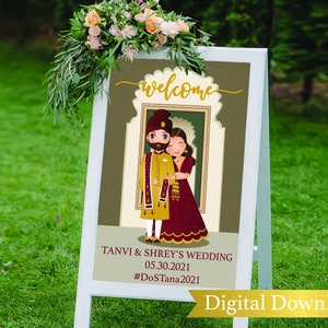 Sikh Wedding Welcome Signage Indian Wedding Welcome sign Sikh Welcome Signs Gurudwara Wedding Signage Entry Sikh wedding decor Desi Wedding