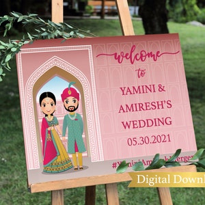 Sikh Wedding Welcome Signage Indian Wedding Welcome sign Sikh Welcome Signs Gurudwara Wedding Signage Entry Sikh wedding decor Desi Wedding image 1