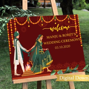 Indian wedding welcome sign, Indian wedding ceremony sign, sangeet ceremony, Indian wedding sign, Indian wedding sign, Indian wedding decor