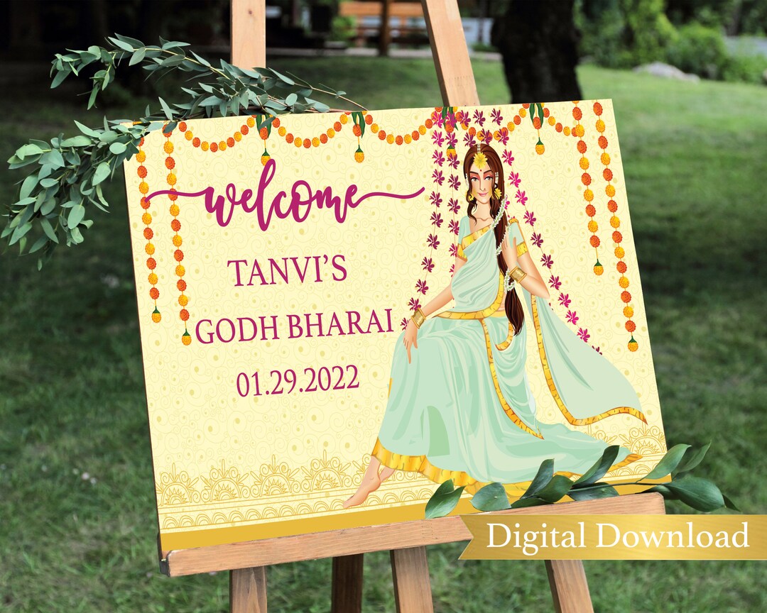 Godh Bharai Sign Godh Bharai Sign Seemantham Decor Indian Baby Shower Sign Hindu