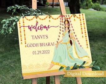 Godh Bharai sign Godh bharai welcome sign Seemantham decor Indian baby shower welcome sign Hindu baby shower ceremony sign Indian wedding