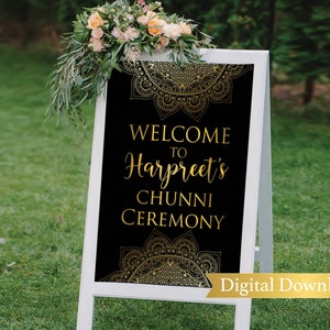 Indian Wedding sign, Choora ceremony sign, Mehndi Welcome sign, henna sign, Chunni ceremony, Mehndi ceremony sign, Mehndi decor