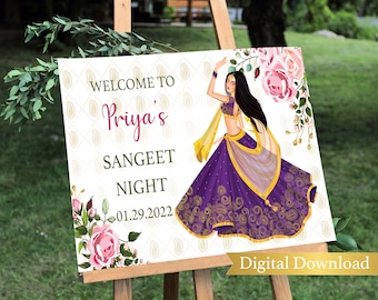 Sangeet welcome sign Jaggo sign jago party sangeet sign printable welcome sign Indian welcome sign Hindu wedding sign Indian wedding