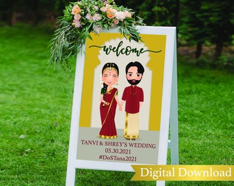 Tamil wedding welcome sign Telegu wedding sign Tamil wedding Indian wedding Keralite hindu marriage sign printable South Indian welcome sign