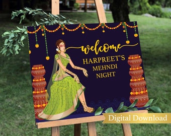 Mehndi Welcome sign, henna welcome sign, Mehndi ceremony, Mehndi ceremony sign, Indian wedding sign, Mehndi decor