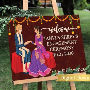 engagement welcome sign, Indian engagement ceremony sign, sangeet ceremony, Indian wedding sign, Indian wedding sign, Nikkah decor