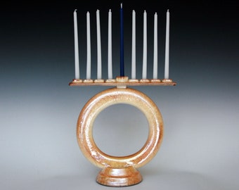 Raku Pottery Menorah, Honor Life Love and Family with Original "Golden Raku Menorah". An exquisite Gift at anytime for Another or for You!