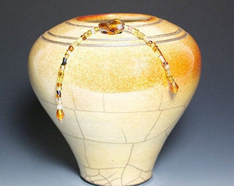 Raku Pottery Vase "Jewel", Singular Raku Vase Flawless in Glaze and Beauty, Raku Pottery Vase, Stunning Art Piece for Home or Office