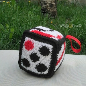 Sensory handmade crochet Soft Cube in contrasting colors with rattle