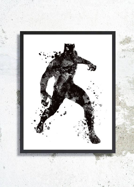 Black panther watercolor print civil war poster black panther Black panther watercolor print civil war poster black panther