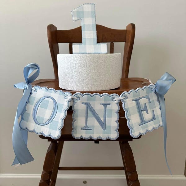 Blue Gingham ONE Banner