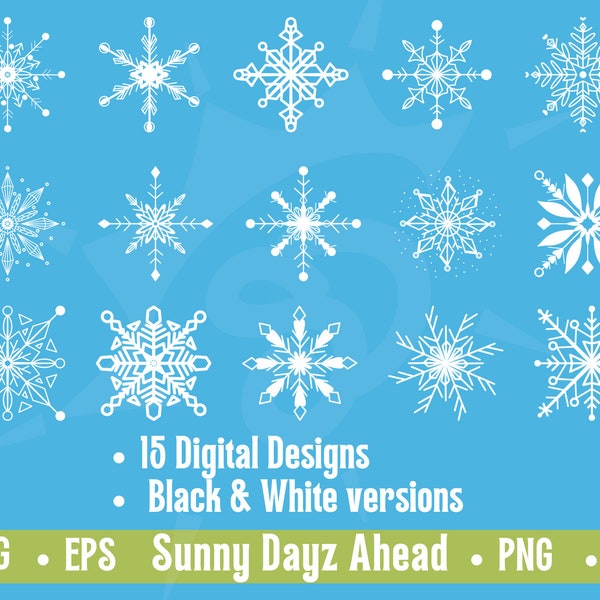 Snowflake SVG Christmas Clipart, Christmas SVG Bundle, Winter Clipart