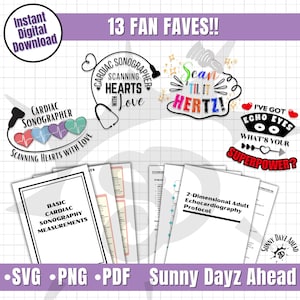 Cardiac Sonographer Best Seller Clipart, Echo Tech SVG Files for Cricut, Cardiology Coworker Gift Idea, Healthcare PNG Ultrasound Art Bundle